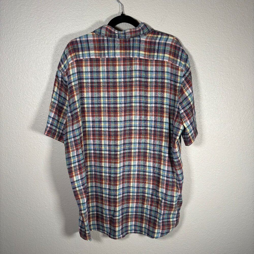 L.L. Bean Multicolor Slightly Fitted Pocket Plaid Short Sleeve Shirt Size XL - Picture 2 of 8